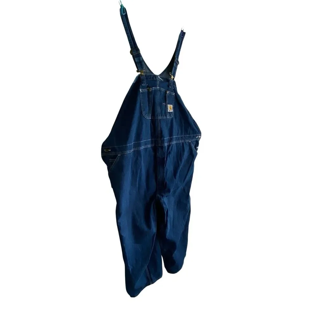 Carhartt Carpenter Overalls Mens 54x30 Blue Denim Bib Relaxed Fit Workwear